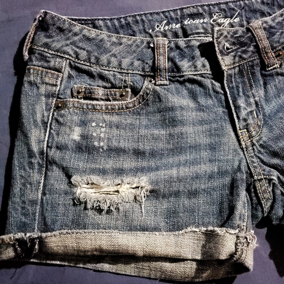 American Eagle dark Blue distressed  shorts - Picture 3 of 6